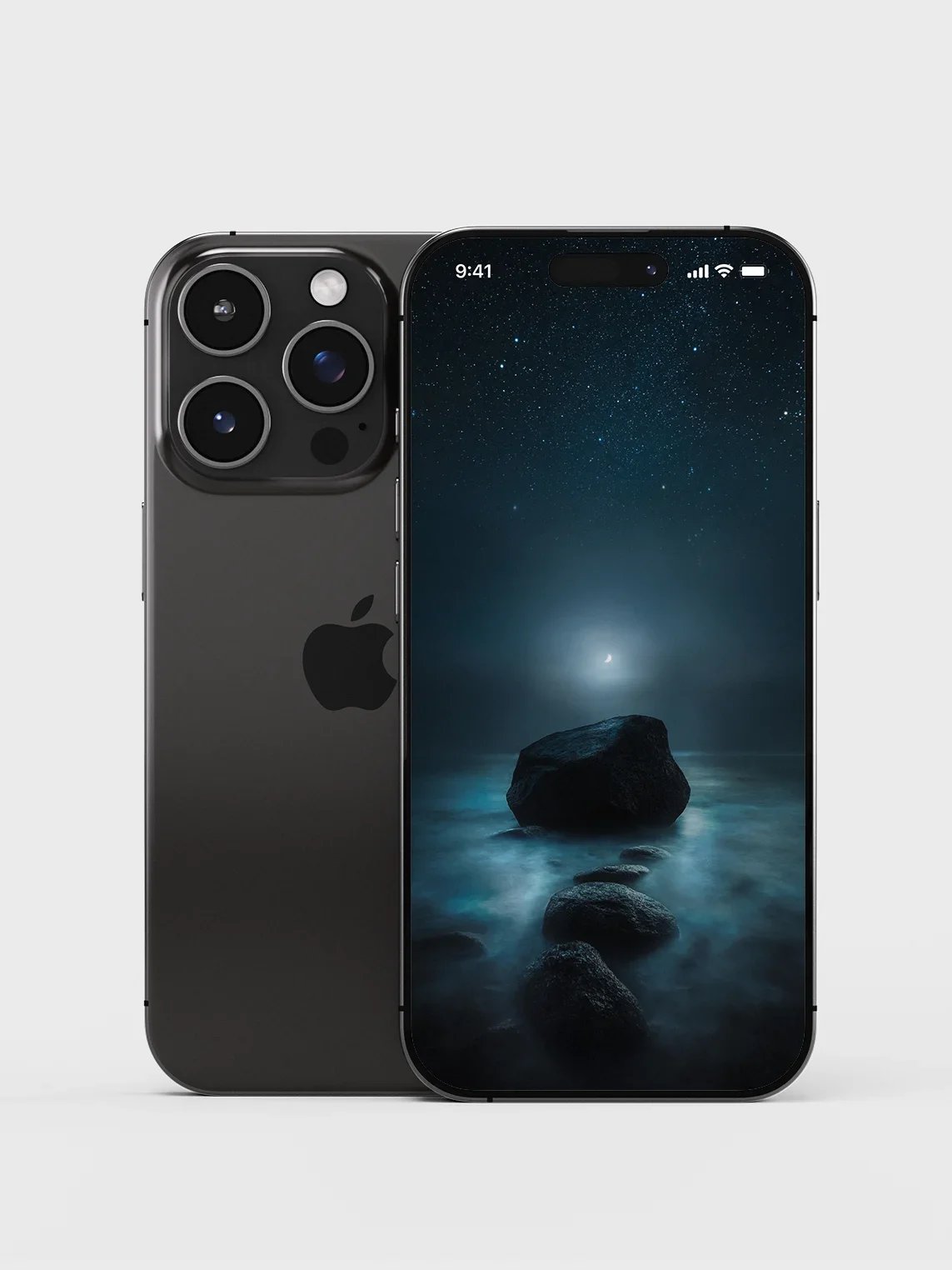 Mobile display with dark calm artwork