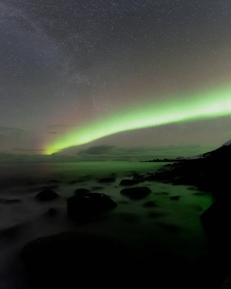 Northern lights landscape before Borealis editing