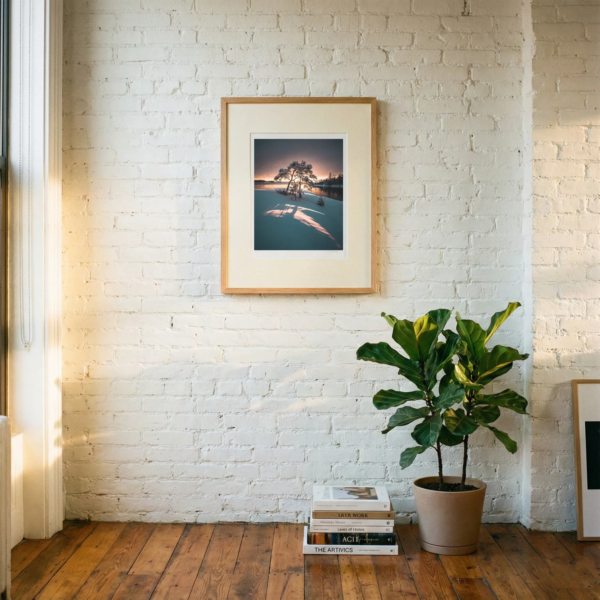 Family shown as a framed fine art print in a quiet interior