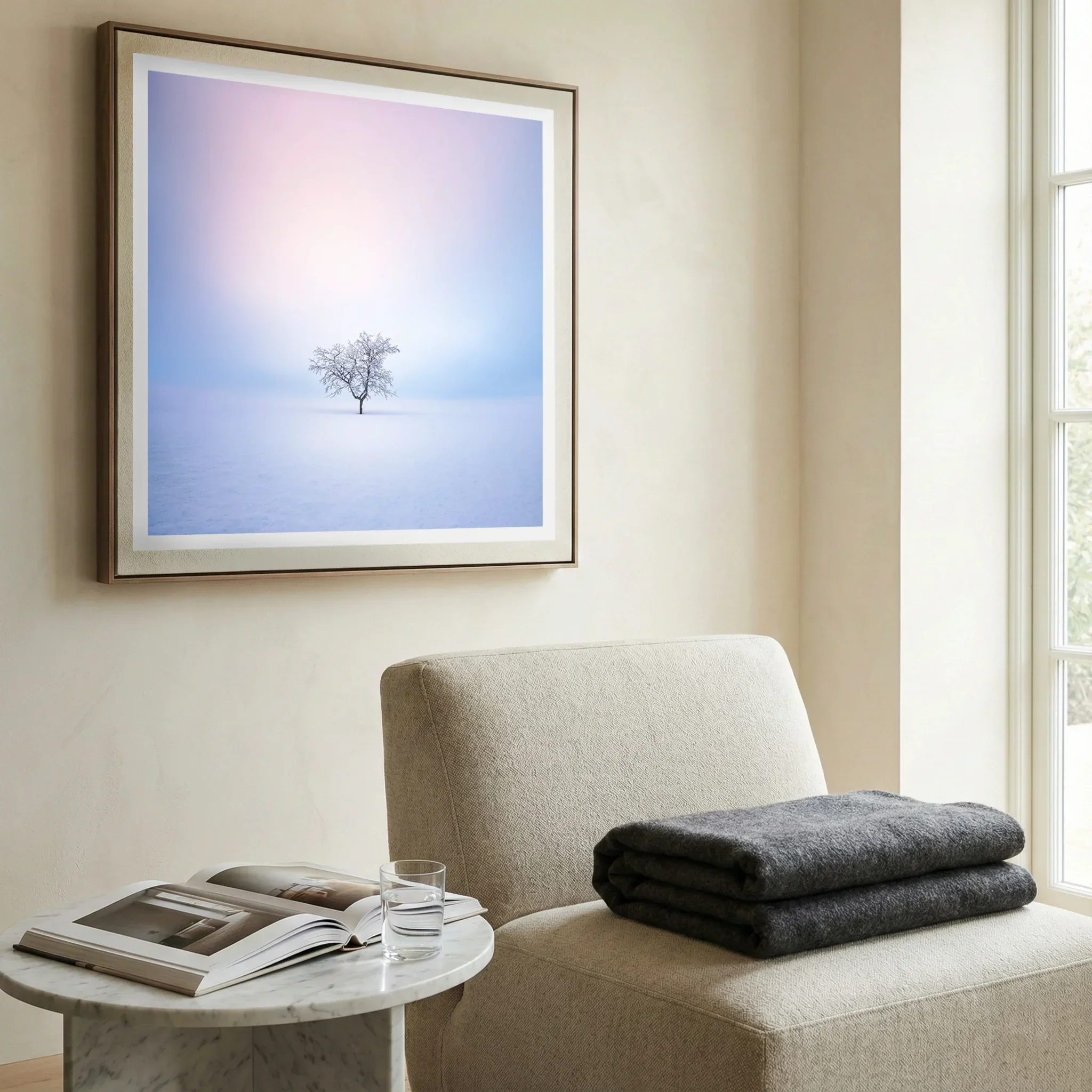 Solitude shown as a framed fine art print on a wall