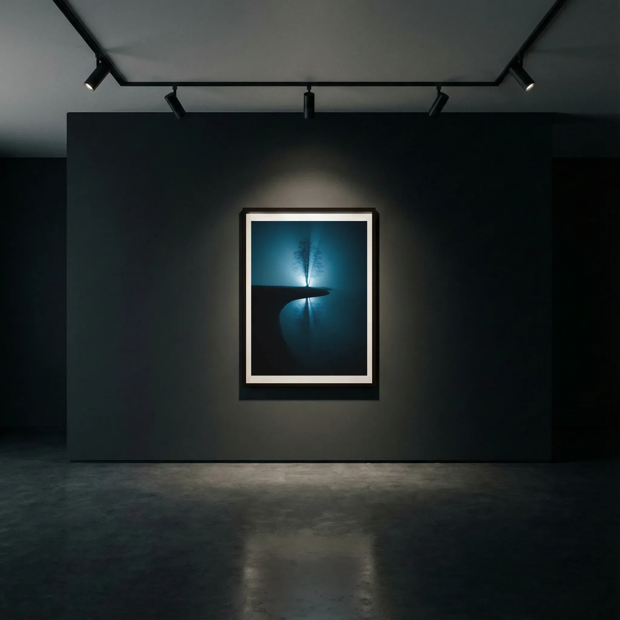 Yin & Yang shown as a fine art print in a black frame